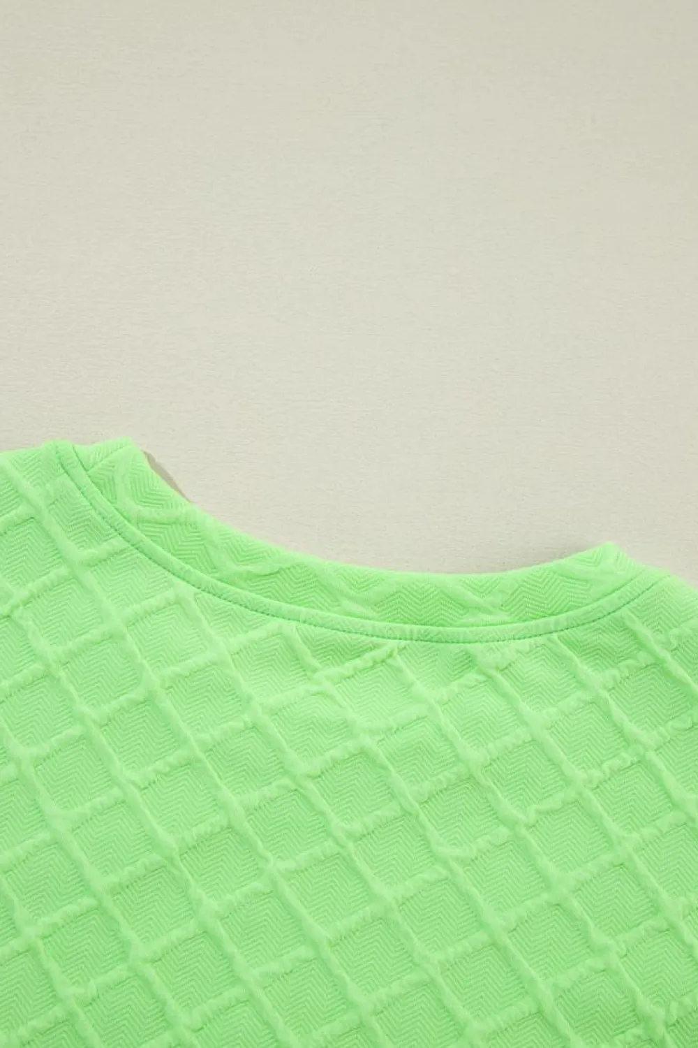 Outlet Dear-Lover Checkered Textured Tee and Drawstring Shorts Light Green
