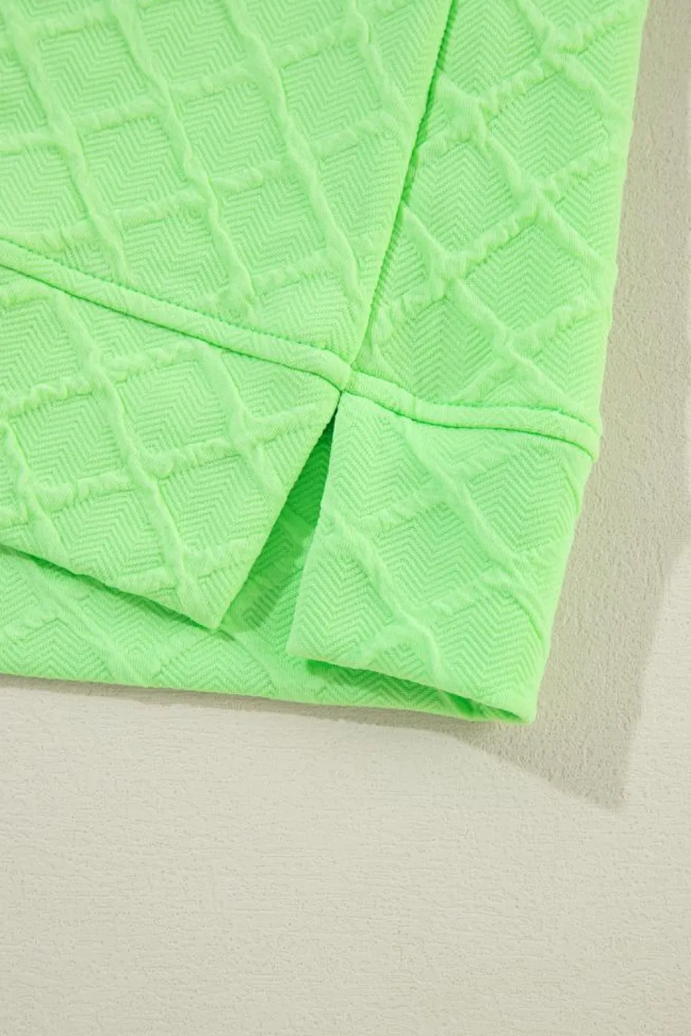 Outlet Dear-Lover Checkered Textured Tee and Drawstring Shorts Light Green