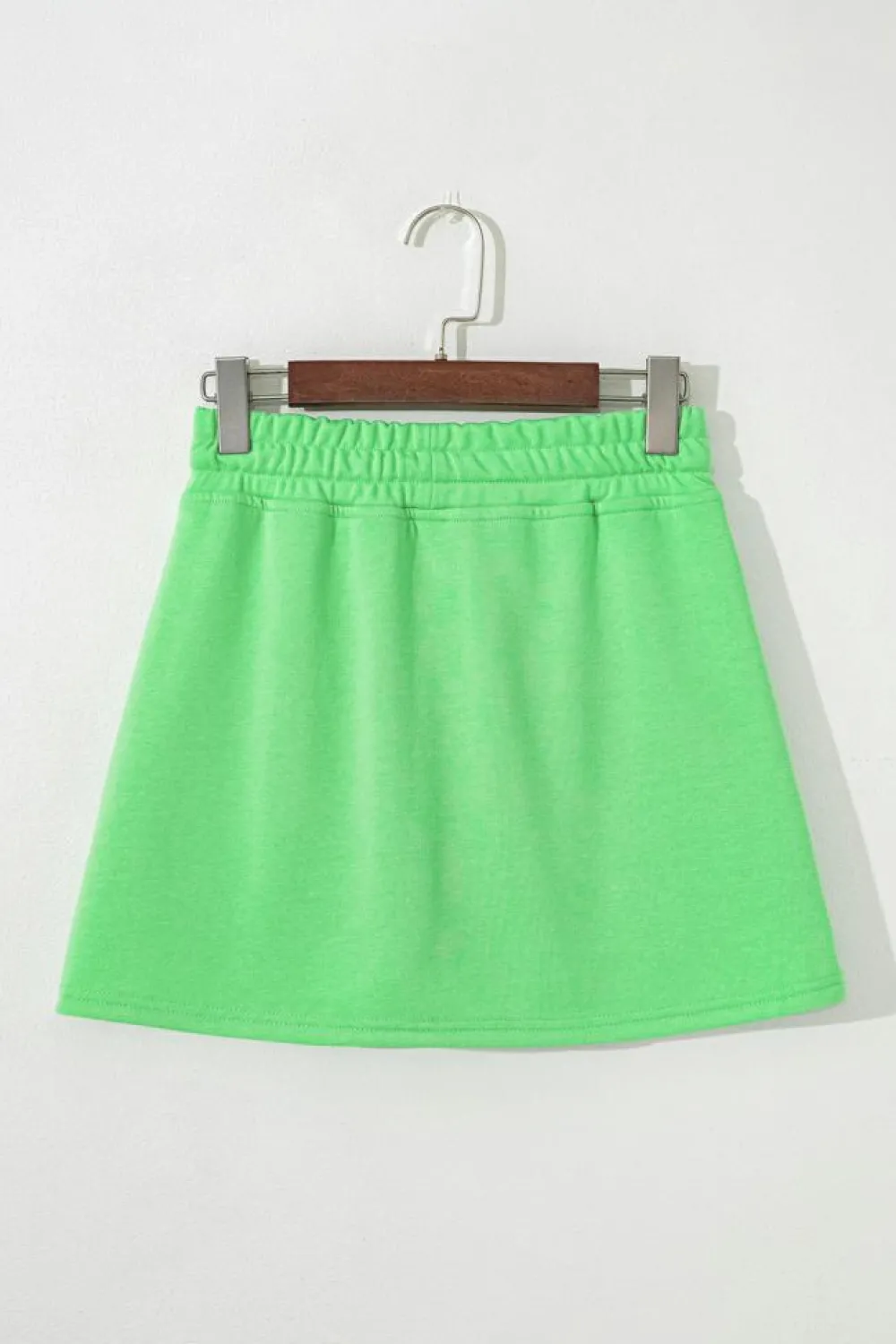 Discount Dear-Lover French Terry Drawstring Mini Skort with Pockets Light Green