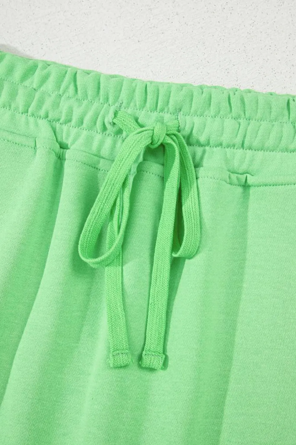 Discount Dear-Lover French Terry Drawstring Mini Skort with Pockets Light Green