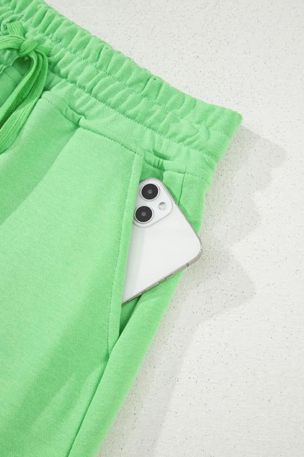 Discount Dear-Lover French Terry Drawstring Mini Skort with Pockets Light Green
