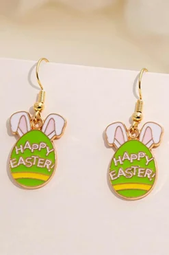 Best Dear-Lover HAPPY EASTER Bunny Egg Pendant Hook Earrings Light Green