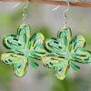 Sale Dear-Lover St. Patrick Painted Shamrock Shape Drop Earrings Light Green
