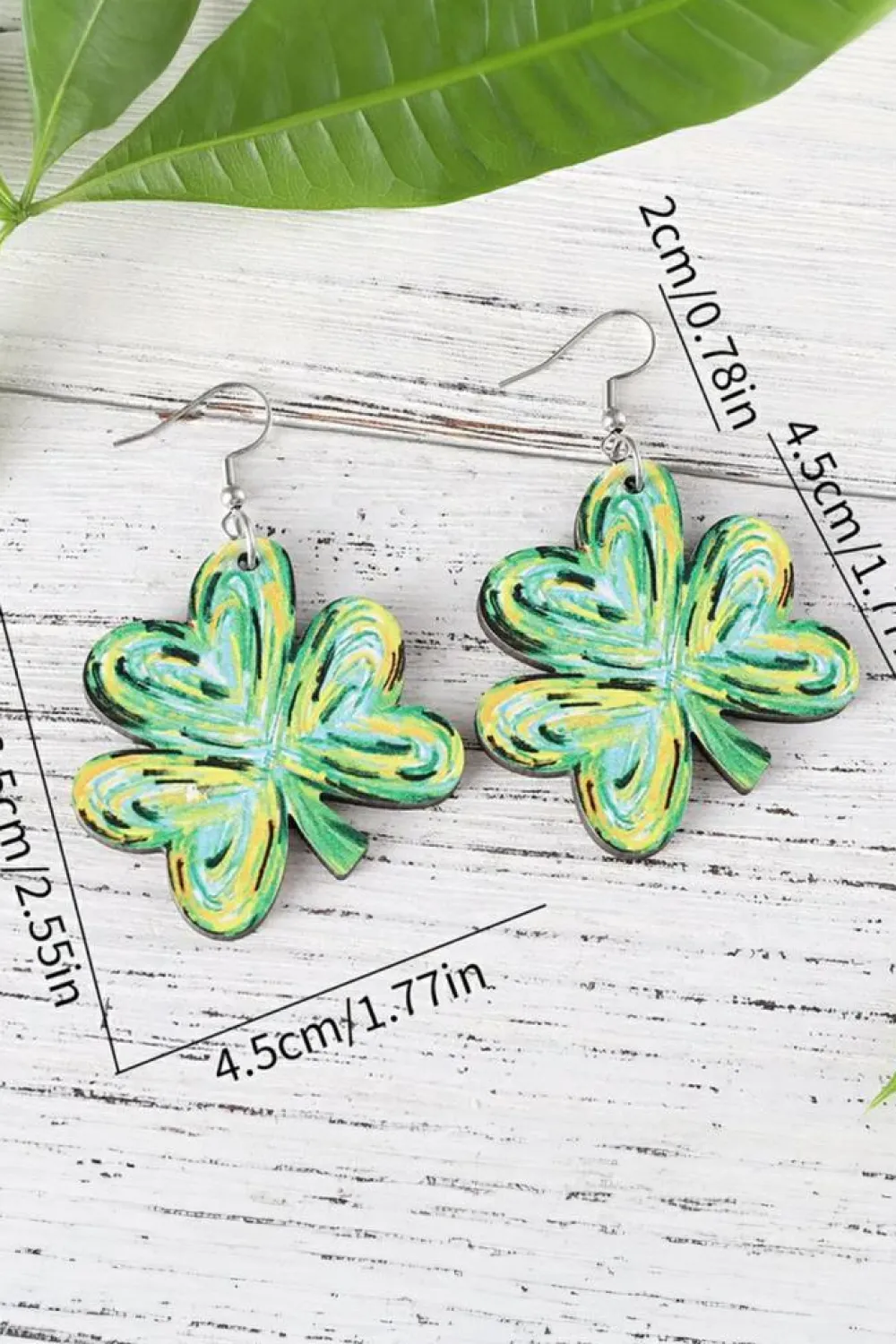 Sale Dear-Lover St. Patrick Painted Shamrock Shape Drop Earrings Light Green