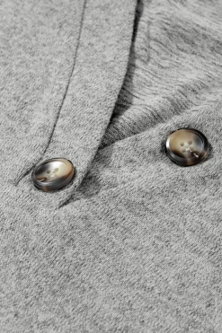 Online Dear-Lover Buttoned V Neck Ribbed Puff Sleeve Top Light Grey