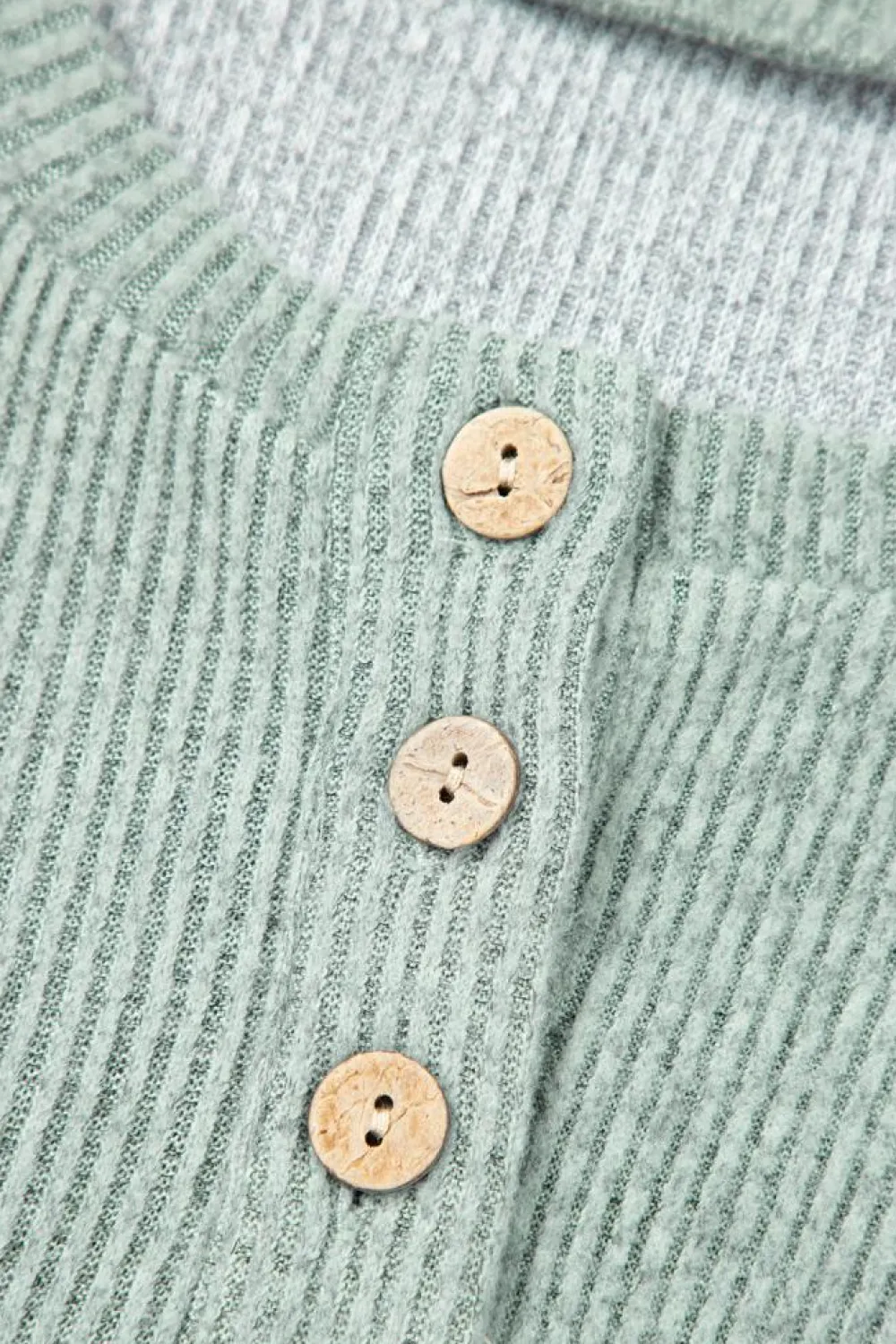 New Dear-Lover Color Contrast Ribbed Loose Fit Long Sleeve Top Light Grey
