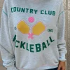Clearance Dear-Lover COUNTRY CLUB PICKLEBALL Graphic Exposed Stitching Casual Sweatshirt Light Grey