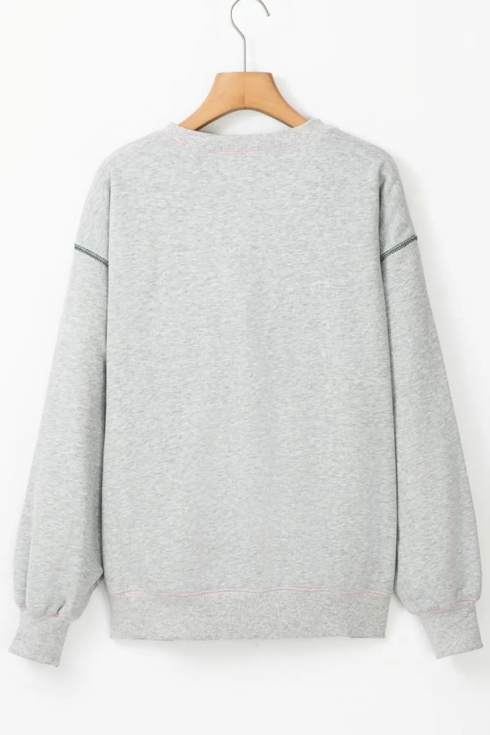 Clearance Dear-Lover COUNTRY CLUB PICKLEBALL Graphic Exposed Stitching Casual Sweatshirt Light Grey
