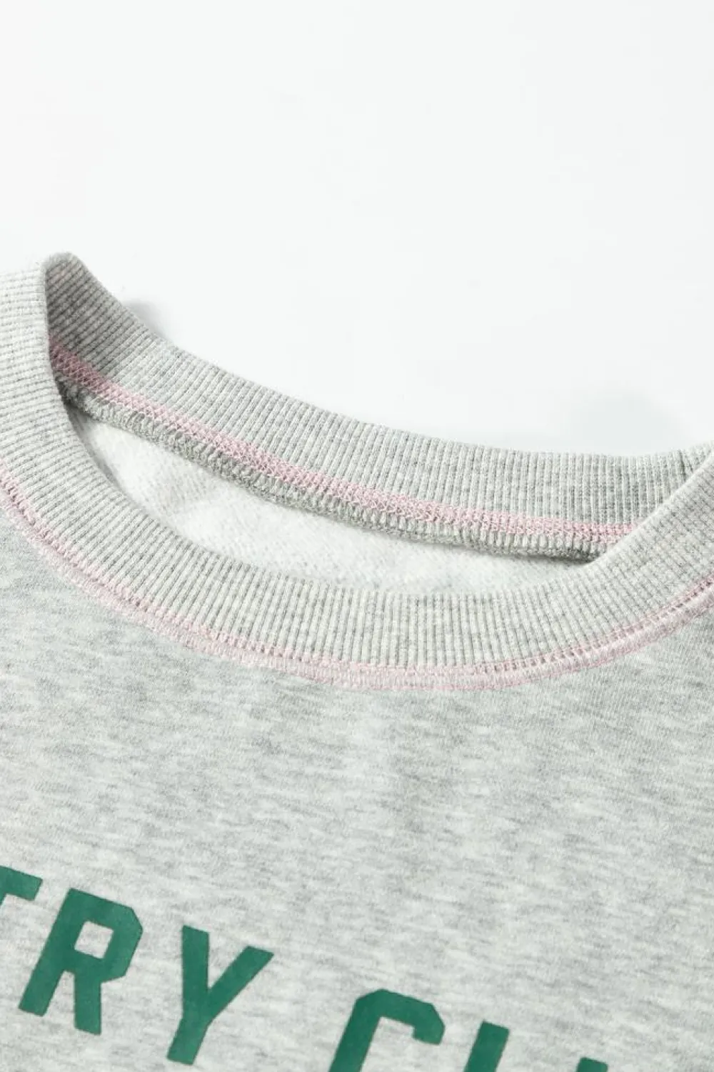 Clearance Dear-Lover COUNTRY CLUB PICKLEBALL Graphic Exposed Stitching Casual Sweatshirt Light Grey