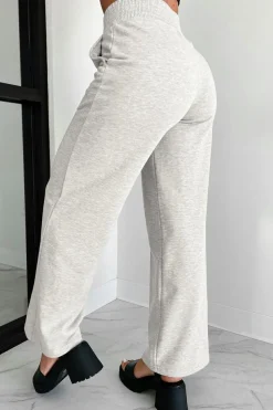 Online Dear-Lover Cross-Waist Wide Leg Lounge Pants Light Grey