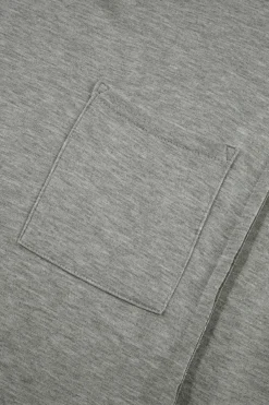 Clearance Dear-Lover Exposed Seam Chest Pocket Split Loose T Shirt Light Grey