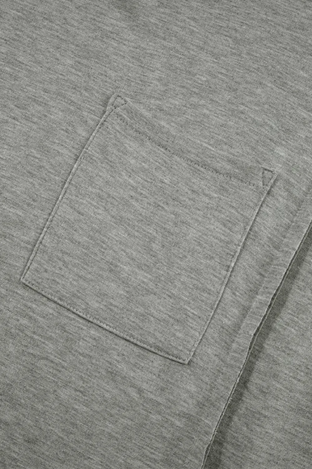 Clearance Dear-Lover Exposed Seam Chest Pocket Split Loose T Shirt Light Grey