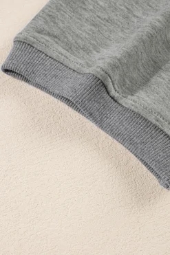 Clearance Dear-Lover Exposed Seam Chest Pocket Split Loose T Shirt Light Grey