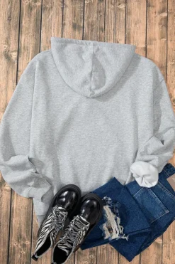 Best Dear-Lover Fleece Lined Kangaroo Pocket Drawstring Chunky Hoodie Light Grey