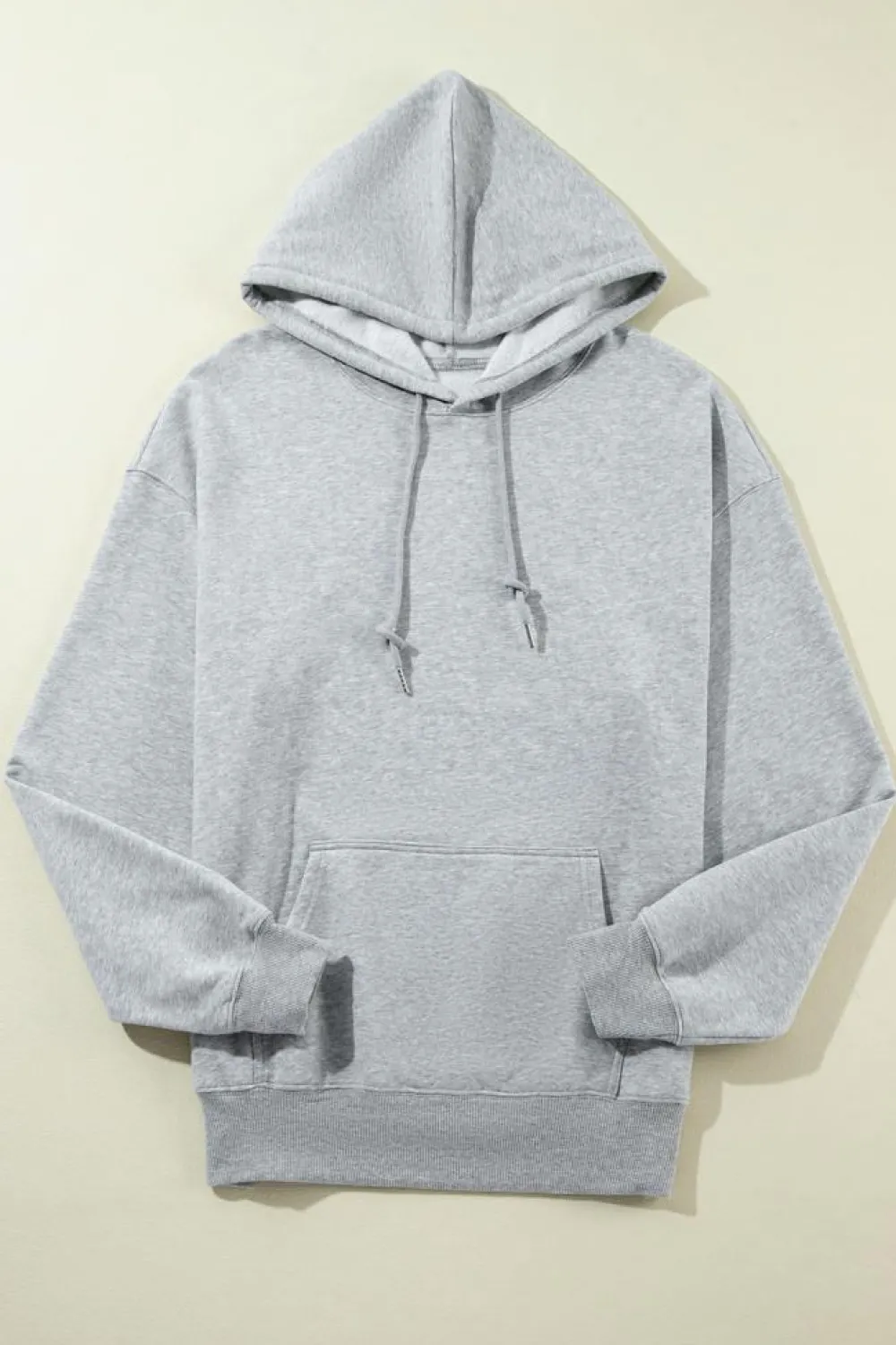 Best Dear-Lover Fleece Lined Kangaroo Pocket Drawstring Chunky Hoodie Light Grey