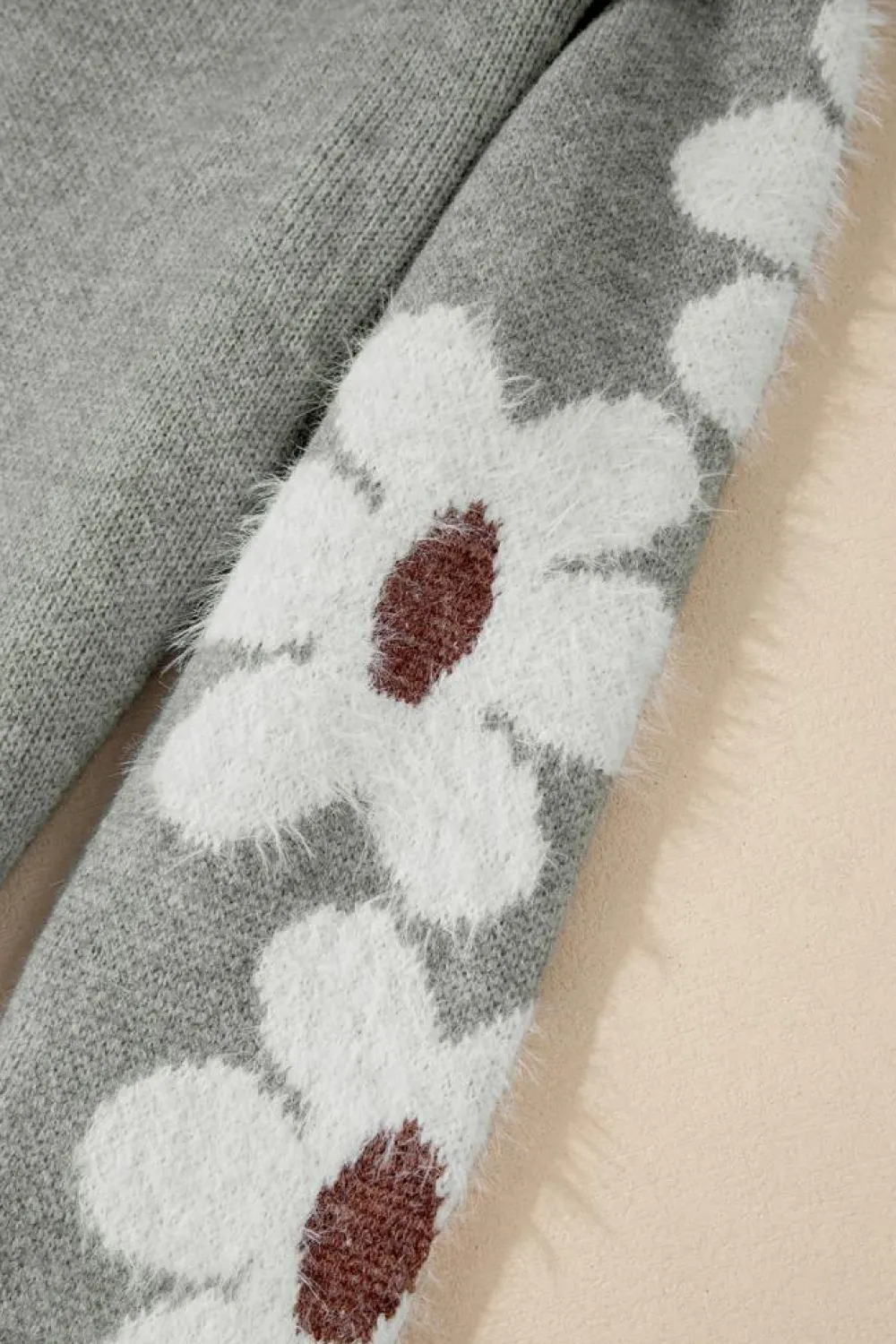 Outlet Dear-Lover Flower Sleeve Drop Shoulder Sweater Light Grey