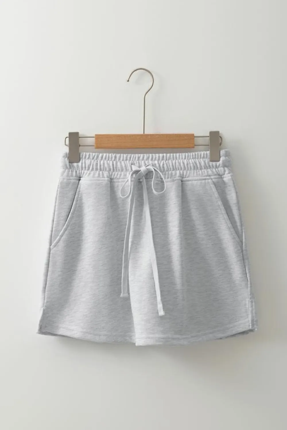 Clearance Dear-Lover French Terry Drawstring Mini Skort with Pockets Light Grey