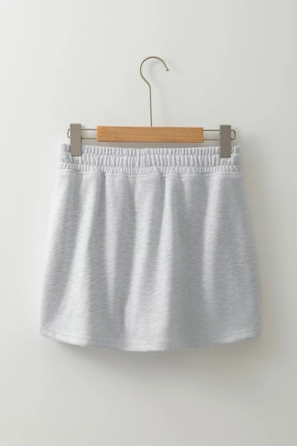 Clearance Dear-Lover French Terry Drawstring Mini Skort with Pockets Light Grey