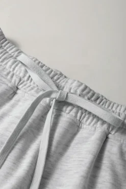 Clearance Dear-Lover French Terry Drawstring Mini Skort with Pockets Light Grey