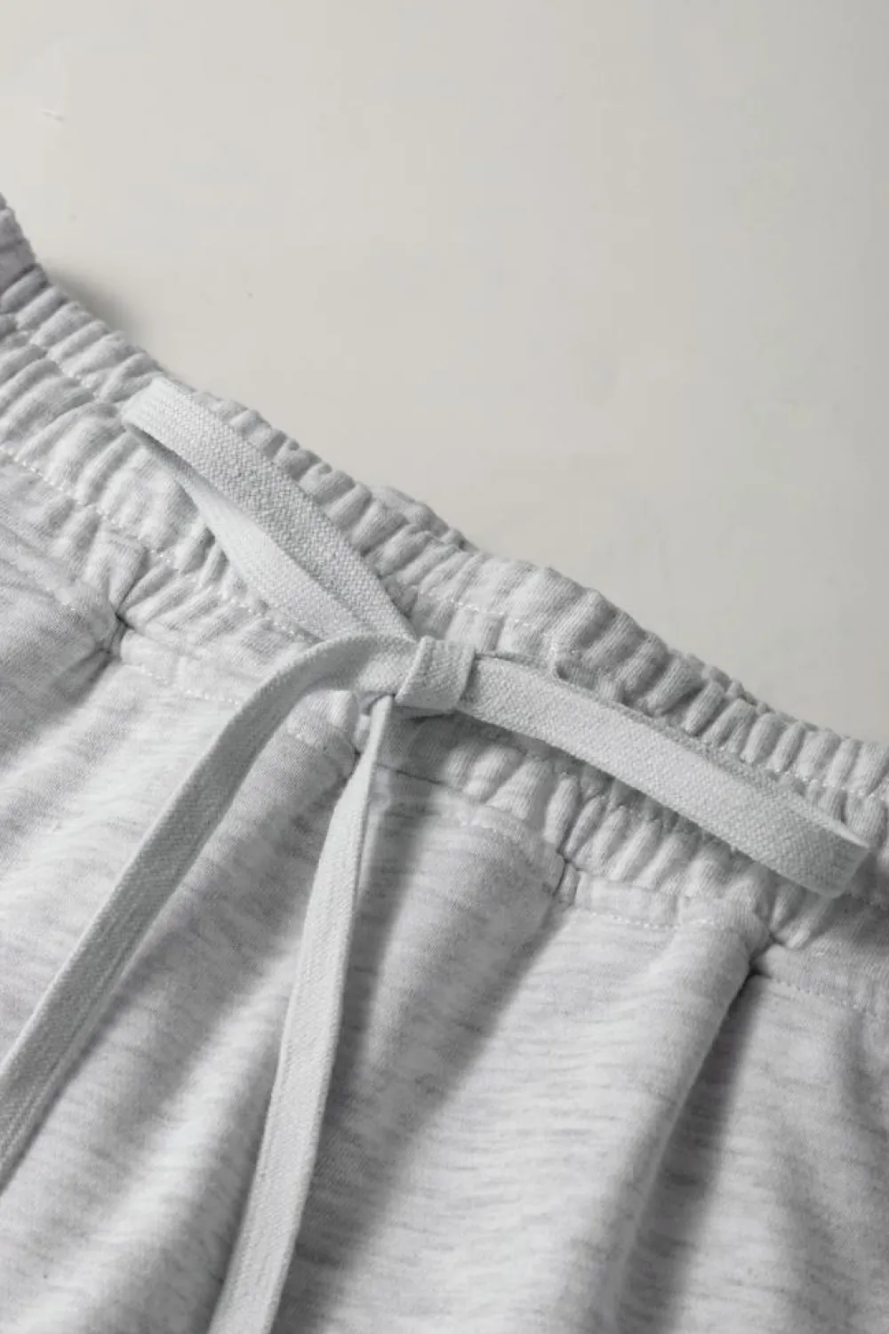 Clearance Dear-Lover French Terry Drawstring Mini Skort with Pockets Light Grey