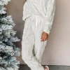 Discount Dear-Lover Leopard Textured Loose Fit Fleece Lounge Set Light Grey