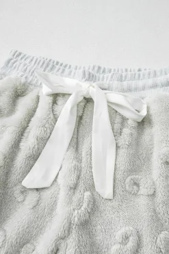 Discount Dear-Lover Leopard Textured Loose Fit Fleece Lounge Set Light Grey