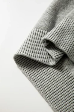 Best Dear-Lover Pearled Drop Shoulder Round Neck Sweater Light Grey