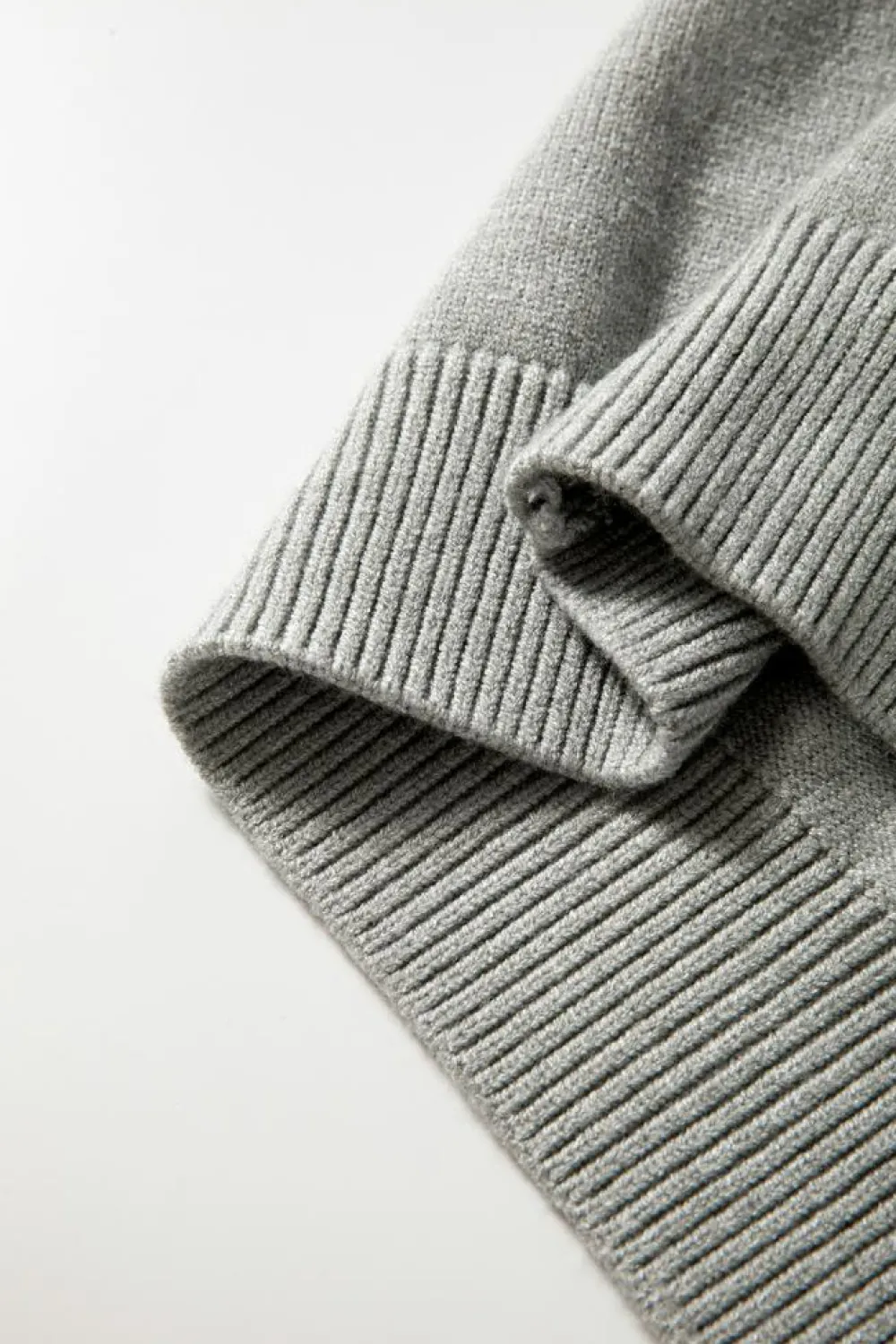 Best Dear-Lover Pearled Drop Shoulder Round Neck Sweater Light Grey