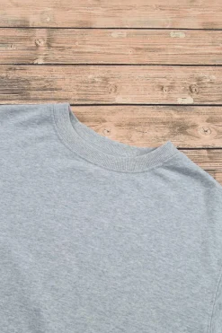 Best Dear-Lover Plain Drop Shoulder Crewneck Pullover Sweatshirt Light Grey