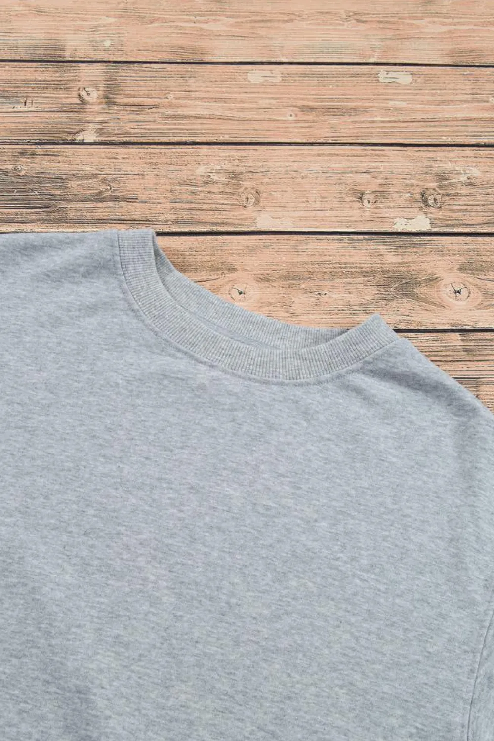 Best Dear-Lover Plain Drop Shoulder Crewneck Pullover Sweatshirt Light Grey
