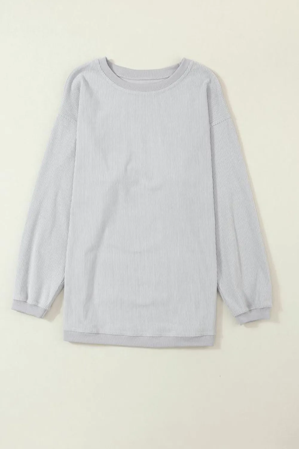 Hot Dear-Lover Ribbed Corduroy Oversized Sweatshirt Light Grey