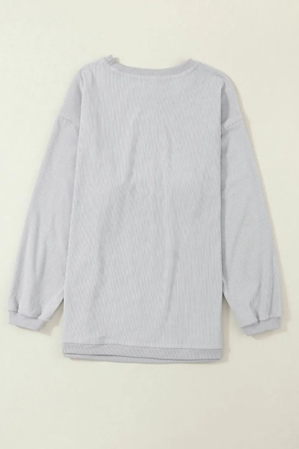 Hot Dear-Lover Ribbed Corduroy Oversized Sweatshirt Light Grey