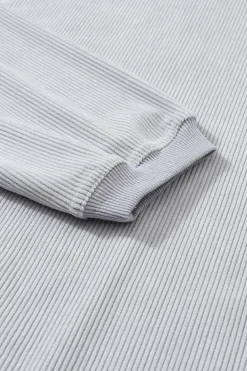 Hot Dear-Lover Ribbed Corduroy Oversized Sweatshirt Light Grey