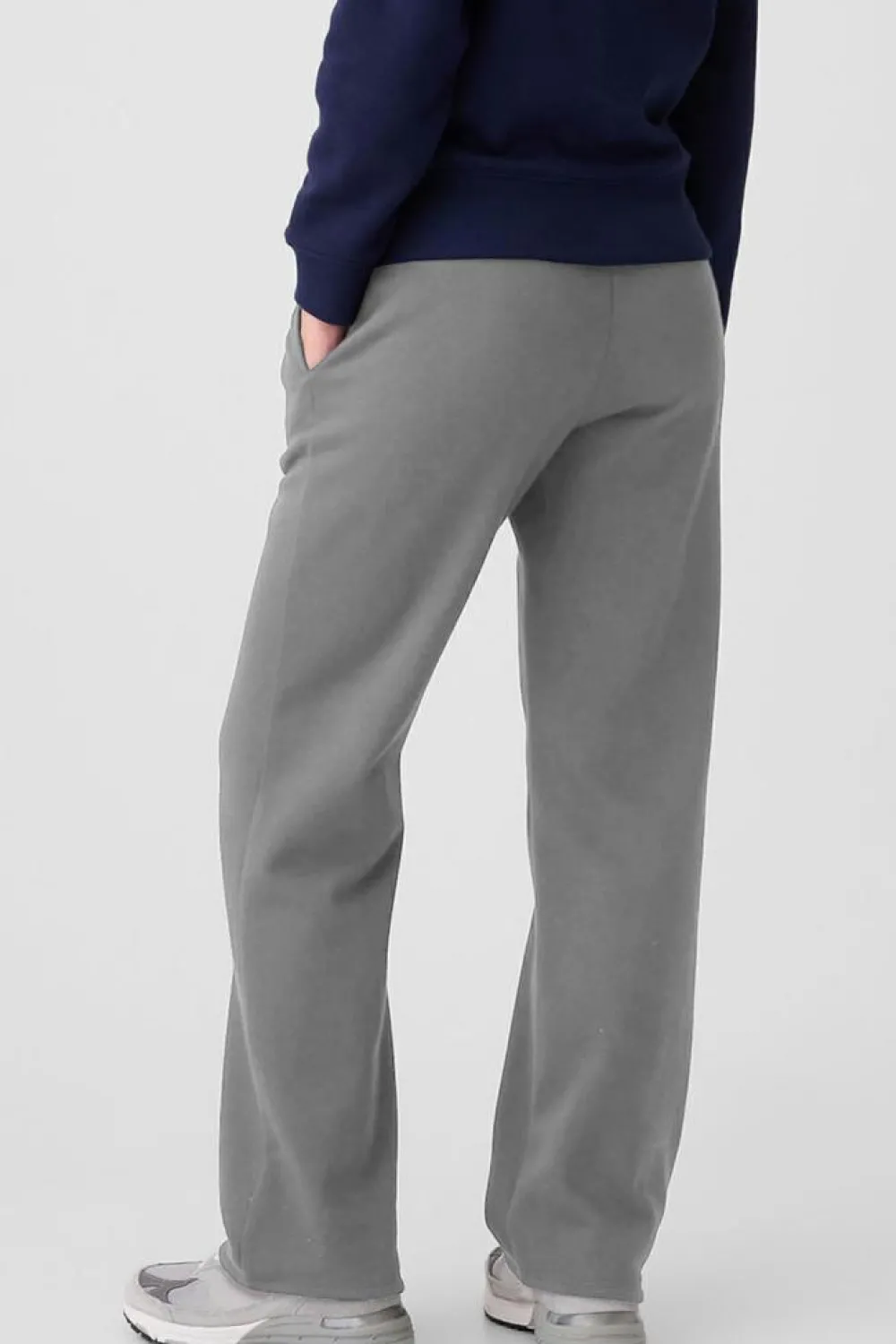 Clearance Dear-Lover Solid Color Fleece Lined Drawstring Waist Casual Pants Light Grey