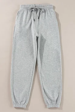 Outlet Dear-Lover Solid Color Fleece Lined Drawstring Waist Joggers Light Grey