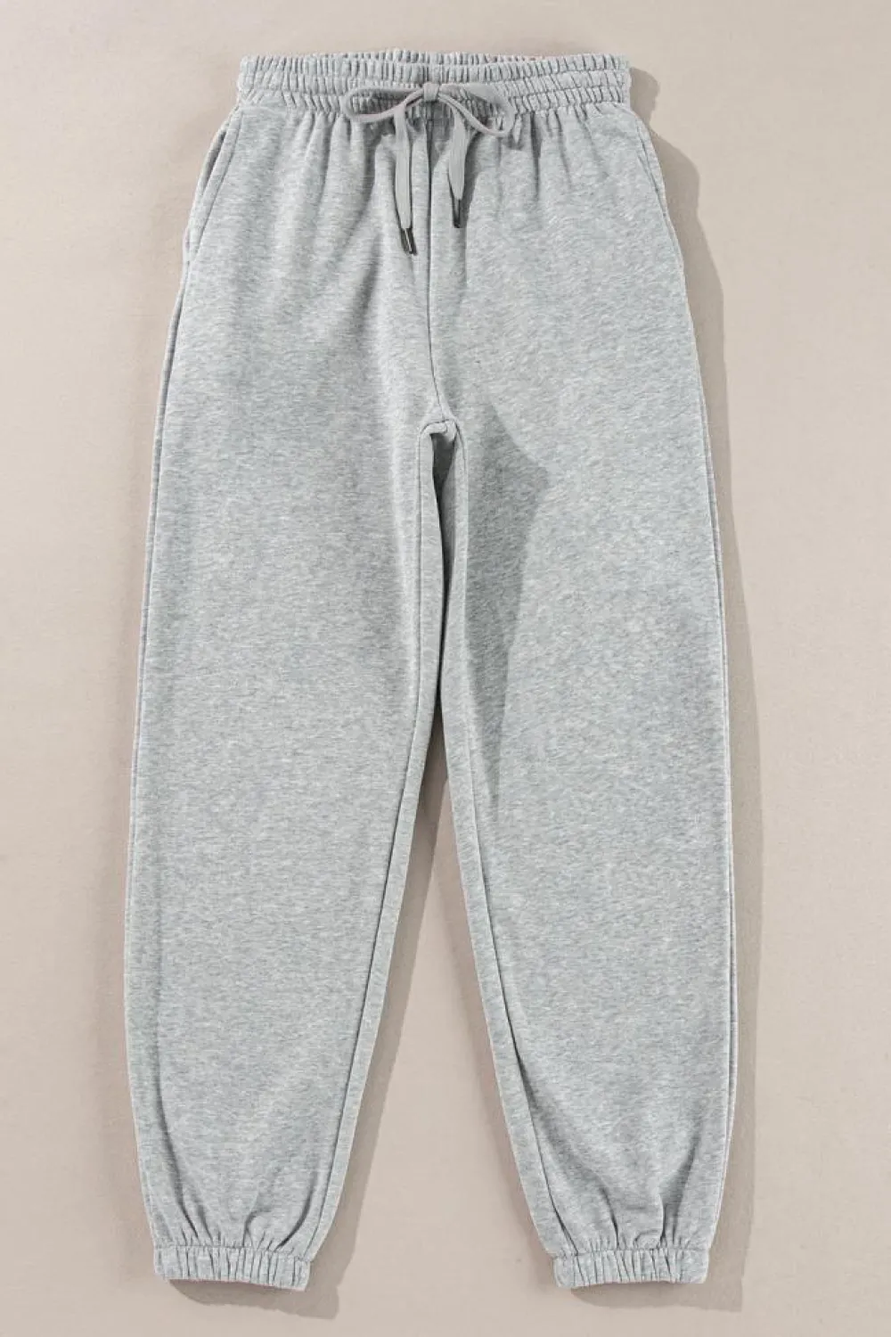 Outlet Dear-Lover Solid Color Fleece Lined Drawstring Waist Joggers Light Grey