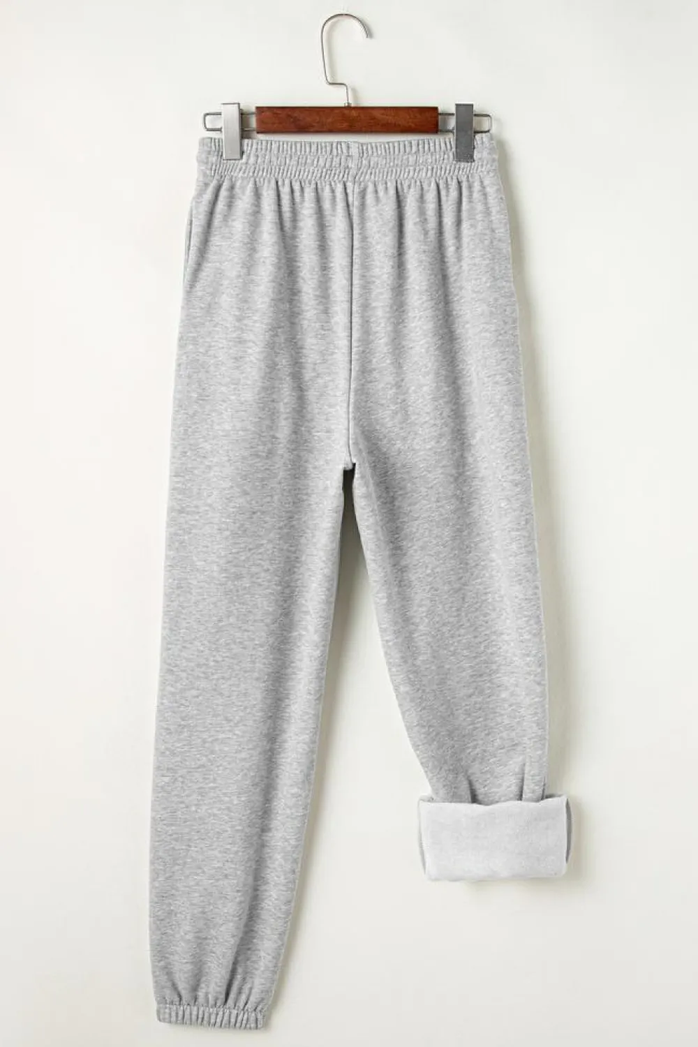 Outlet Dear-Lover Solid Color Fleece Lined Drawstring Waist Joggers Light Grey