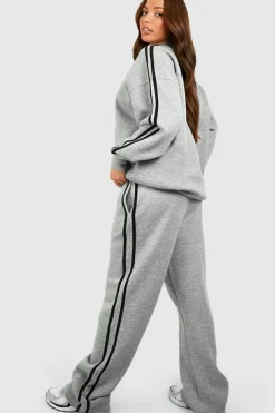 Outlet Dear-Lover Solid Color Side Striped Sweatshirt Active Set Light Grey