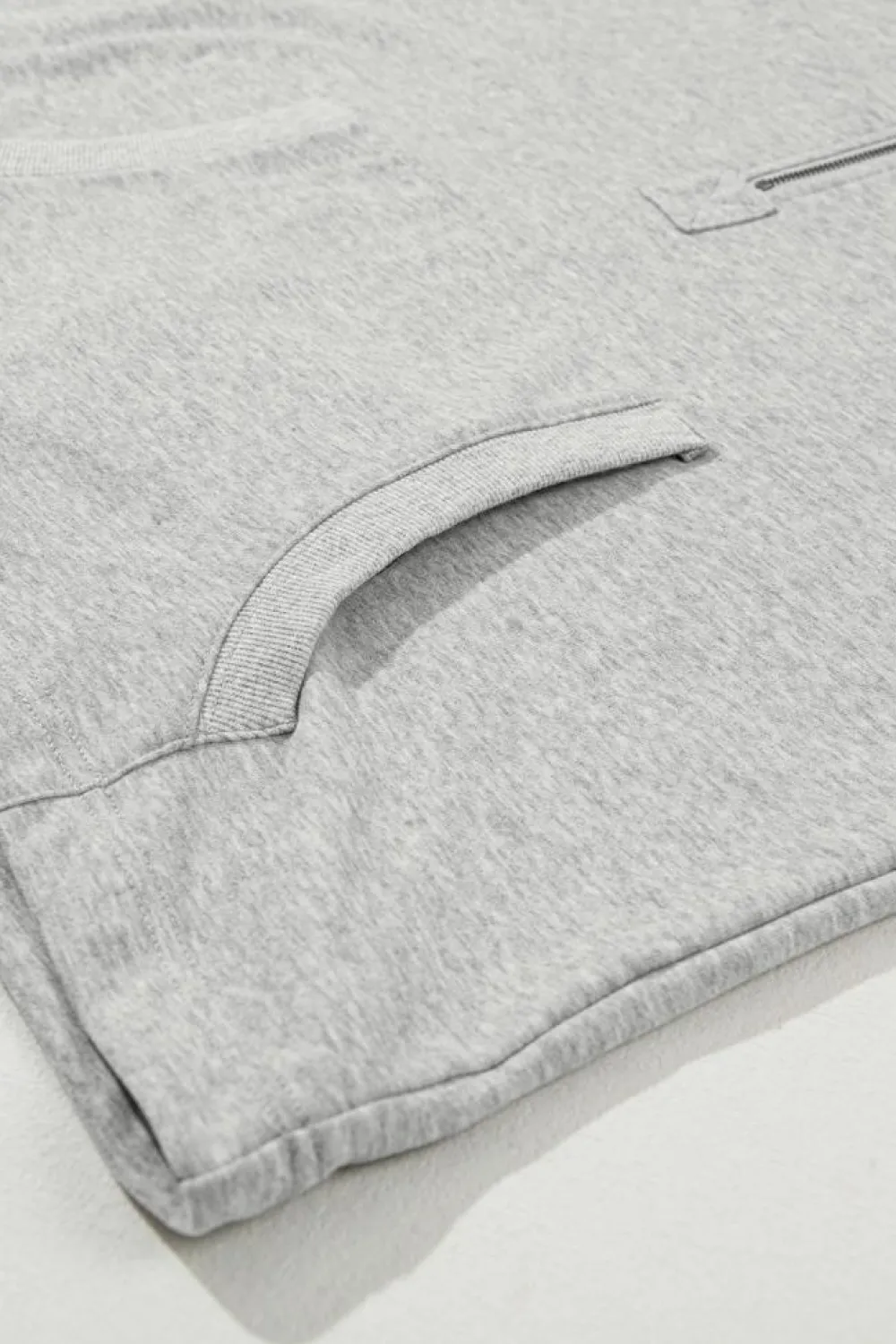 Clearance Dear-Lover Solid Kangaroo Pocket Half Zipper Oversized Hoodie Light Grey