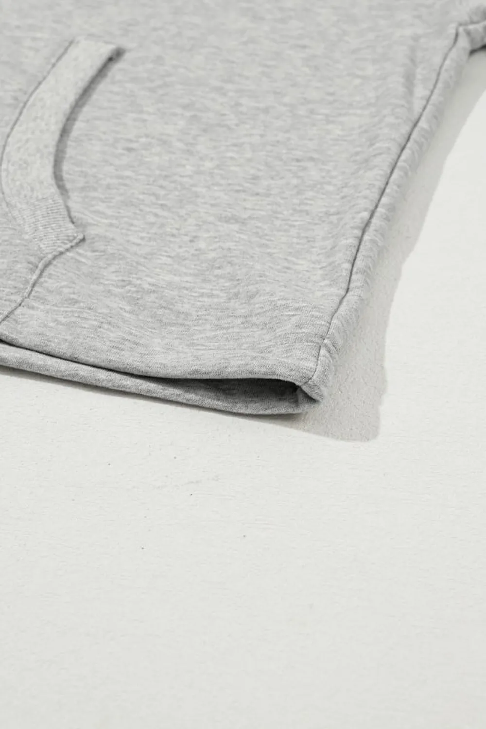 Clearance Dear-Lover Solid Kangaroo Pocket Half Zipper Oversized Hoodie Light Grey