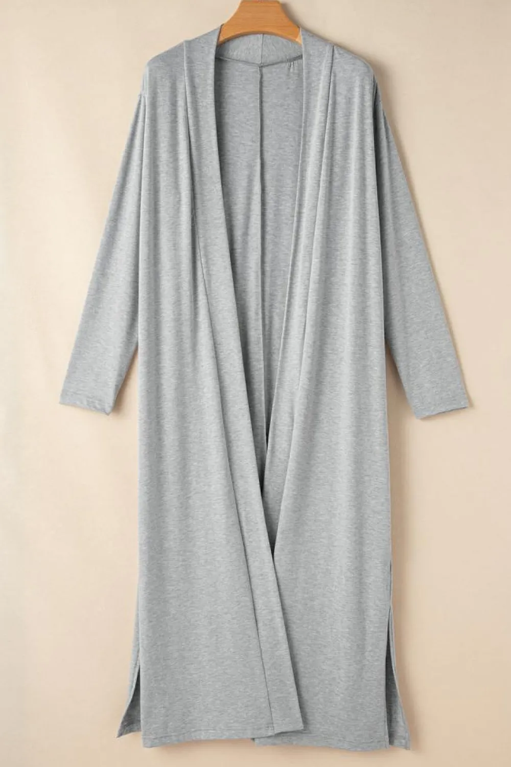 Sale Dear-Lover Split Long Cardigan and Skinny Pants Lounge Set Light Grey