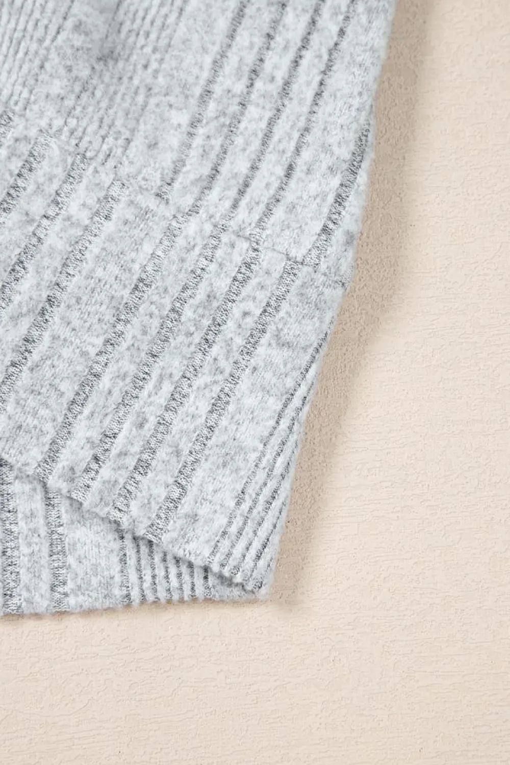 Fashion Dear-Lover Textured Crossover Backless Knit Long Sleeve Top Light Grey