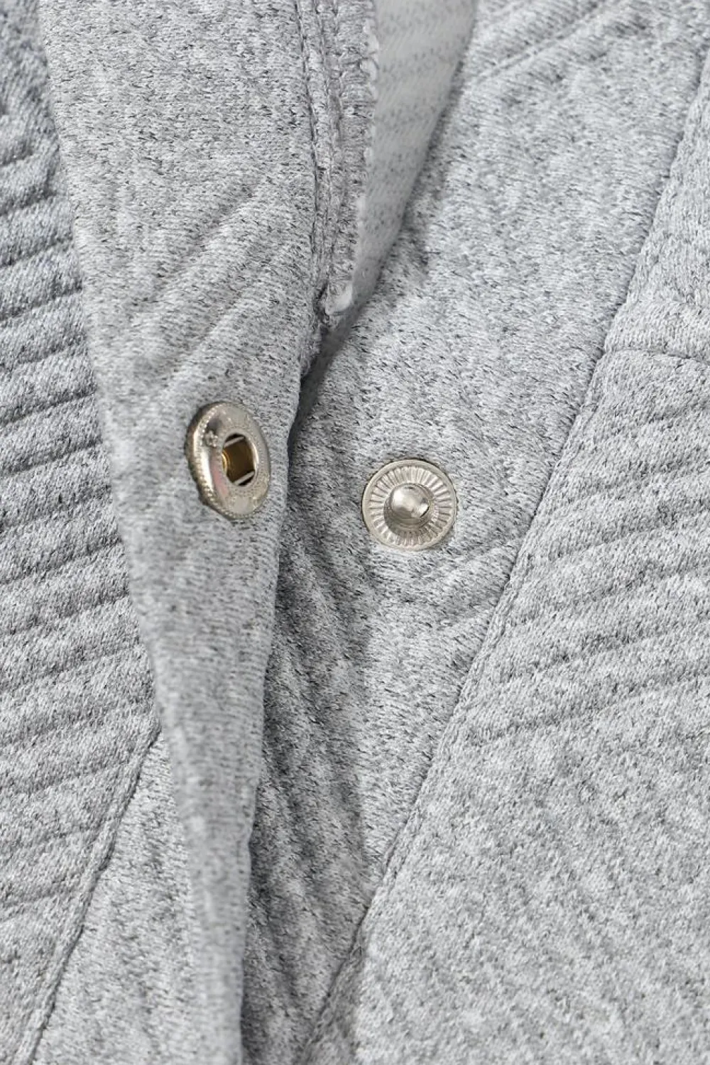 Discount Dear-Lover Textured Knit Buttoned Kangaroo Pocket Sweatshirt Light Grey