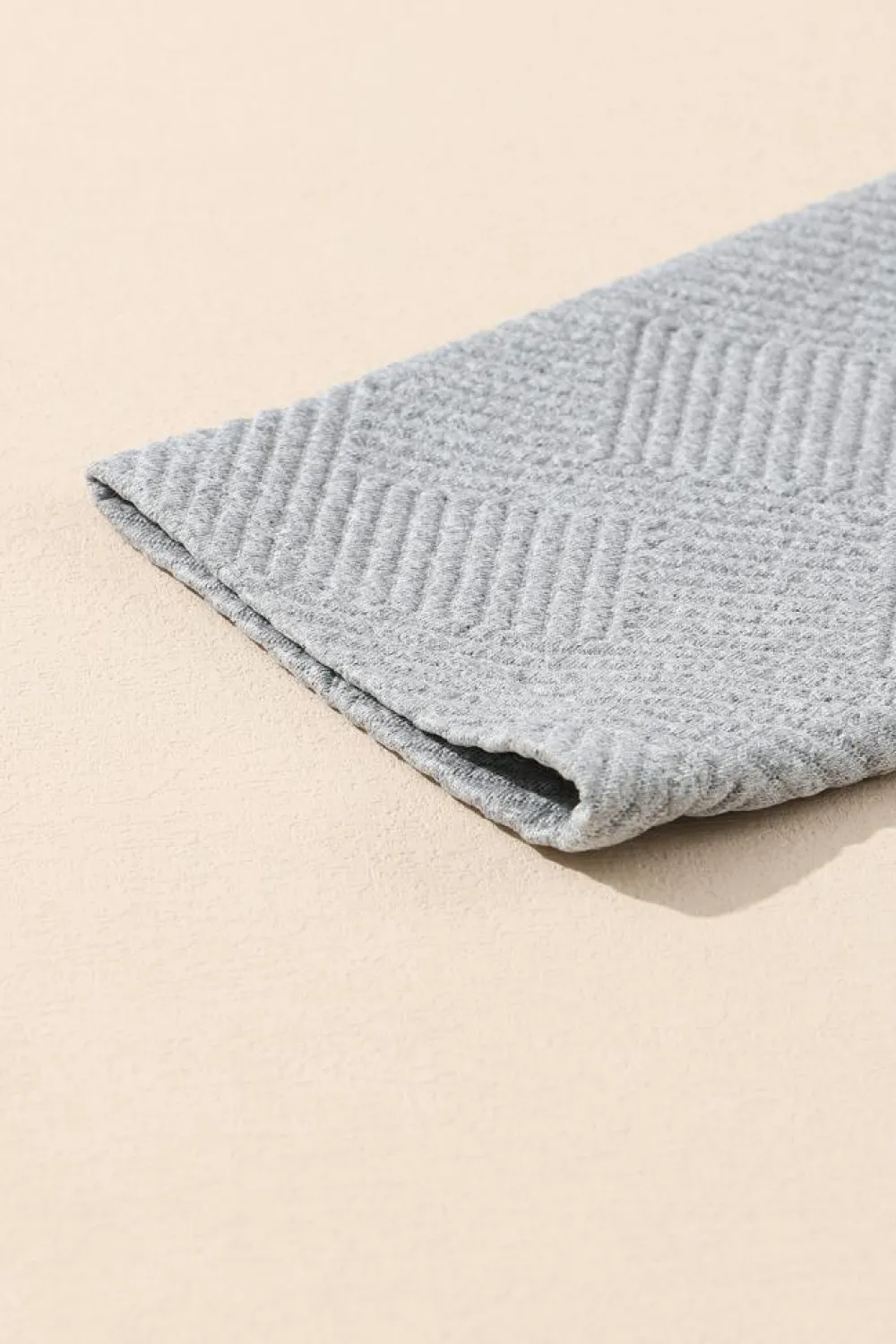 Discount Dear-Lover Textured Knit Buttoned Kangaroo Pocket Sweatshirt Light Grey