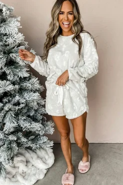 Best Dear-Lover Textured Leopard Fleece Loose Two Piece Lounge Set Light Grey