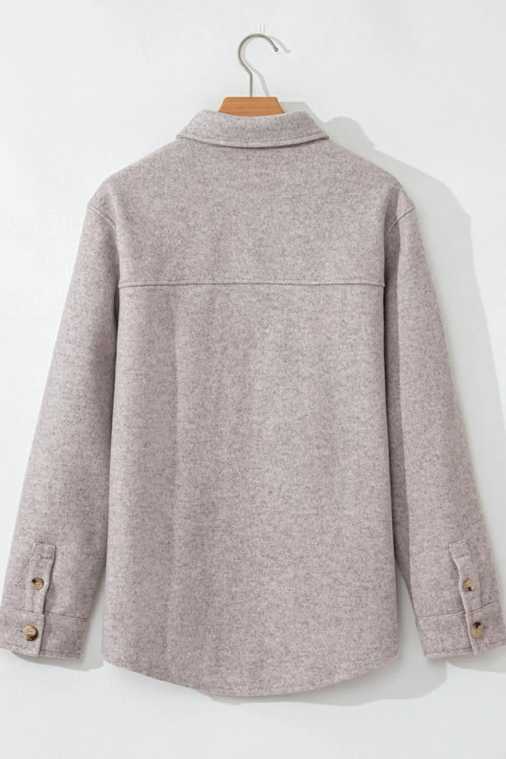 Outlet Dear-Lover Turn Down Collar Flap Pockets Buttoned Shacket Light Grey