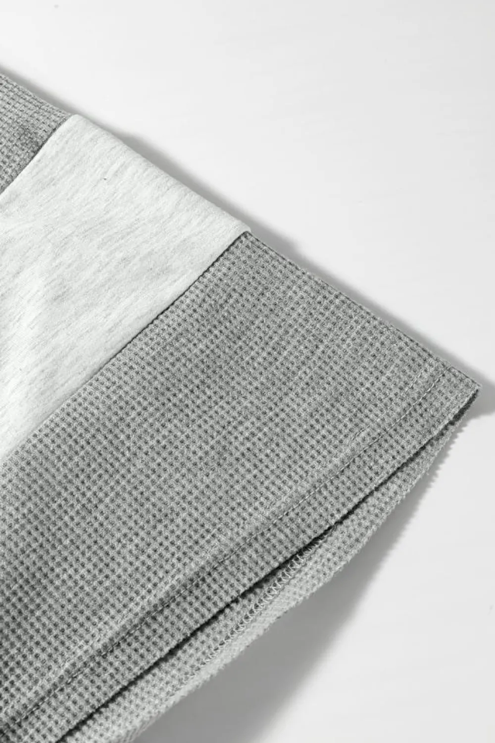 Sale Dear-Lover Two Tone Contrast Waffle Knit Patched Buttoned V Neck Top Light Grey