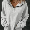 Outlet Dear-Lover Zip-up Stand Neck Kangaroo Pocket Sweatshirt Light Grey