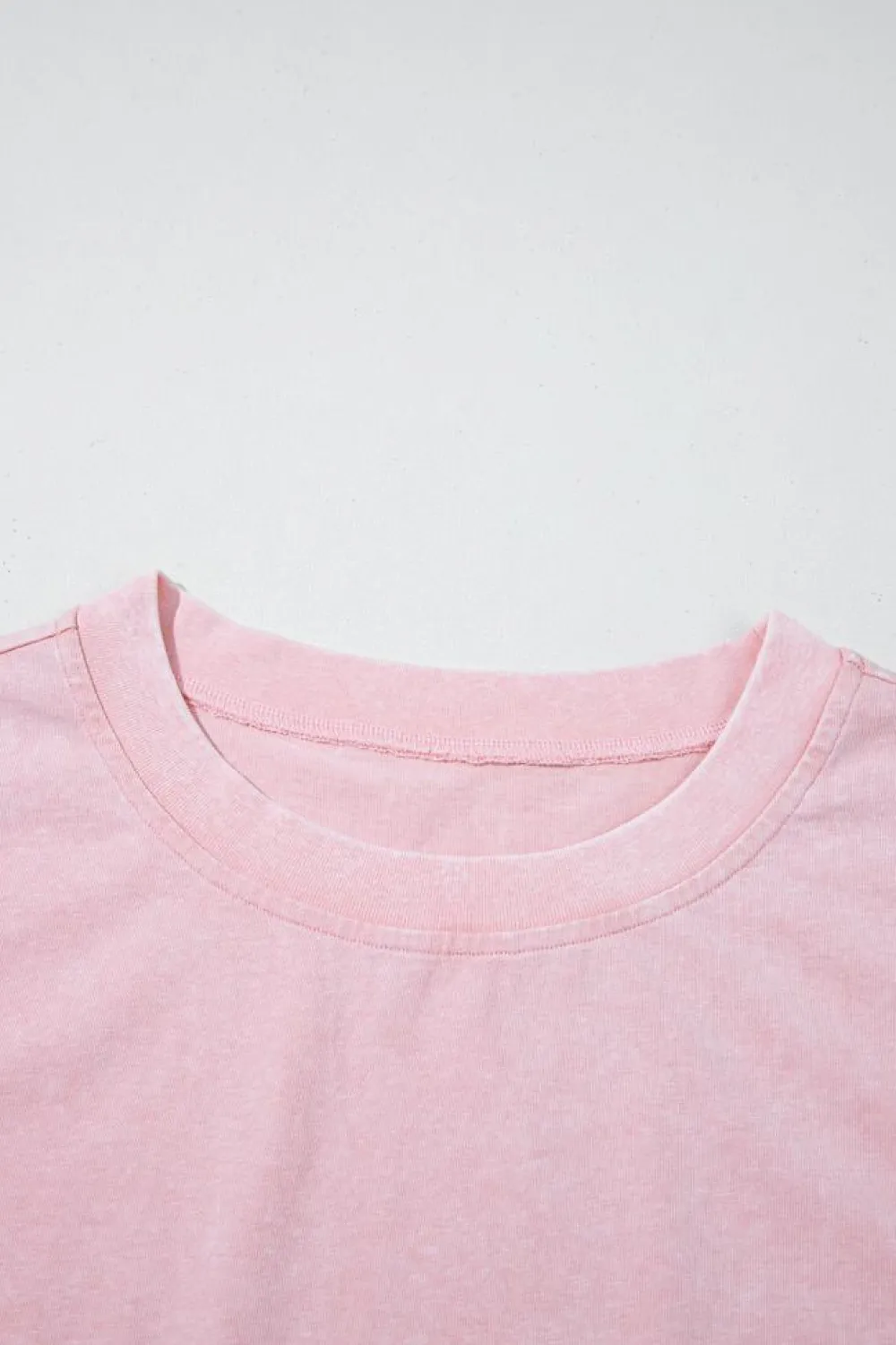 Hot Dear-Lover 2 Pieces Mineral Wash Cotton Tank Top Lined Split Skirt Set Light Pink