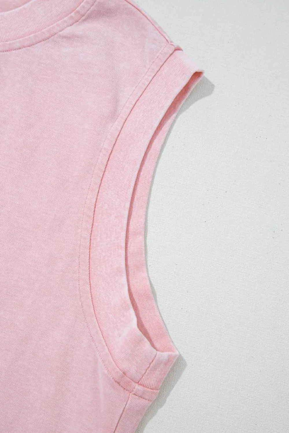 Hot Dear-Lover 2 Pieces Mineral Wash Cotton Tank Top Lined Split Skirt Set Light Pink